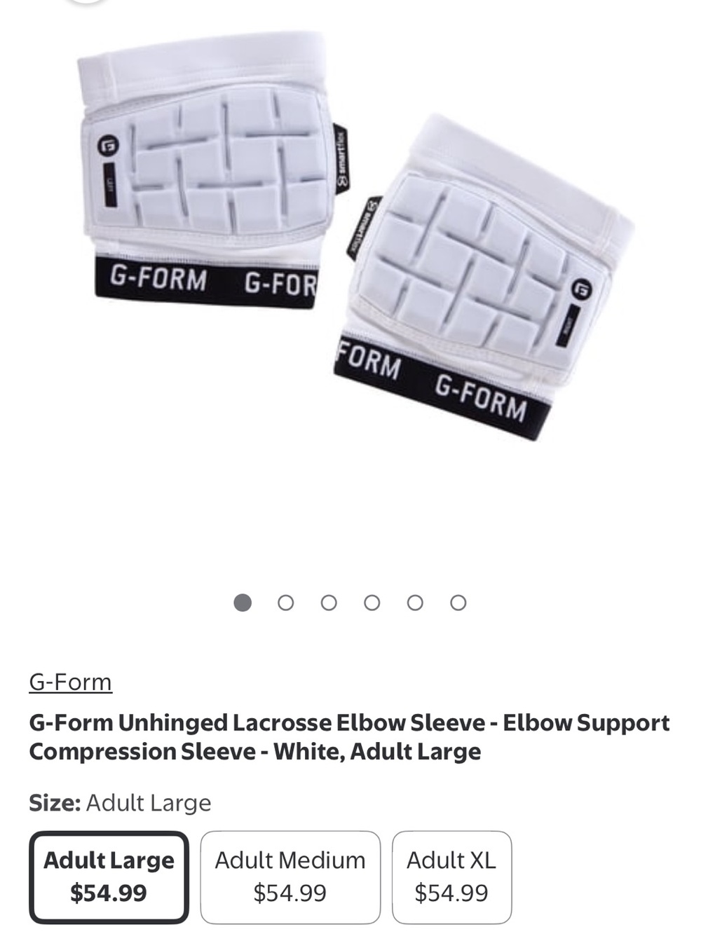 G-Form White Lacrosse Elbow Sleeves (Pair) large adult